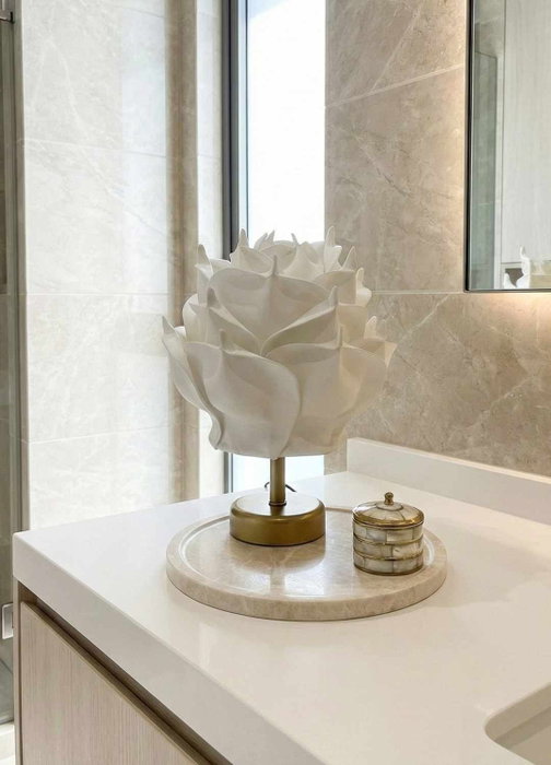 Opviq Lámpara de mesa Eva Blanco y Oro Antiguo